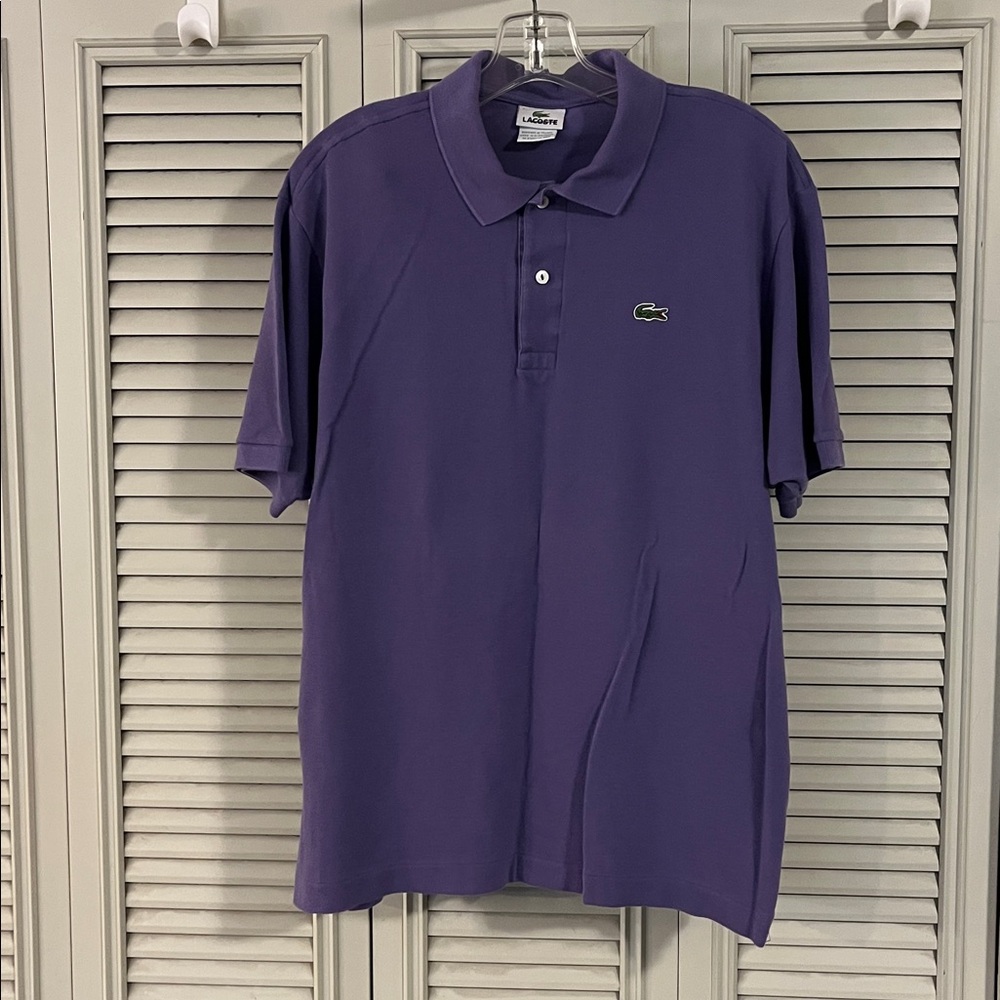 Lacoste Purple Polo Shirt with Green Croc Logo